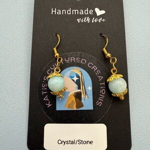 Katie's Cultured Creations Gold and Blue Crystal Earrings